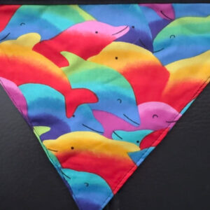 Bandanna for dog, with coloured dolphins