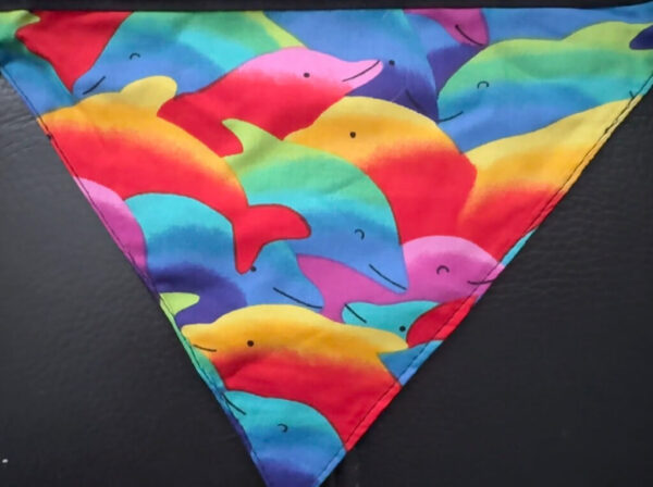 Bandanna for dog, with coloured dolphins