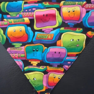 Bandanna for dog, with coloured computers