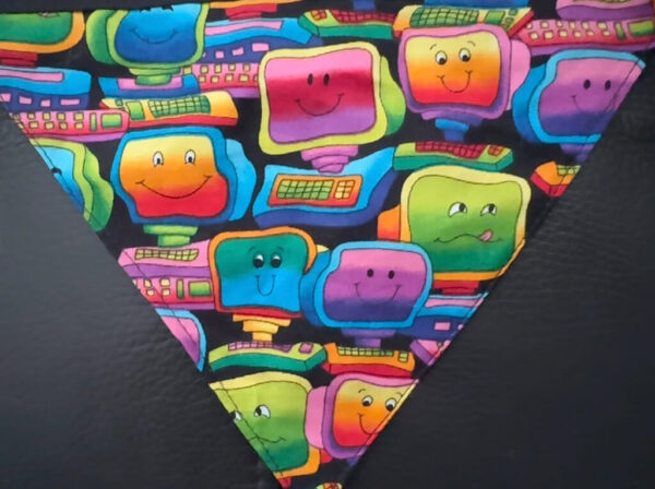 Bandanna for dog, with coloured computers